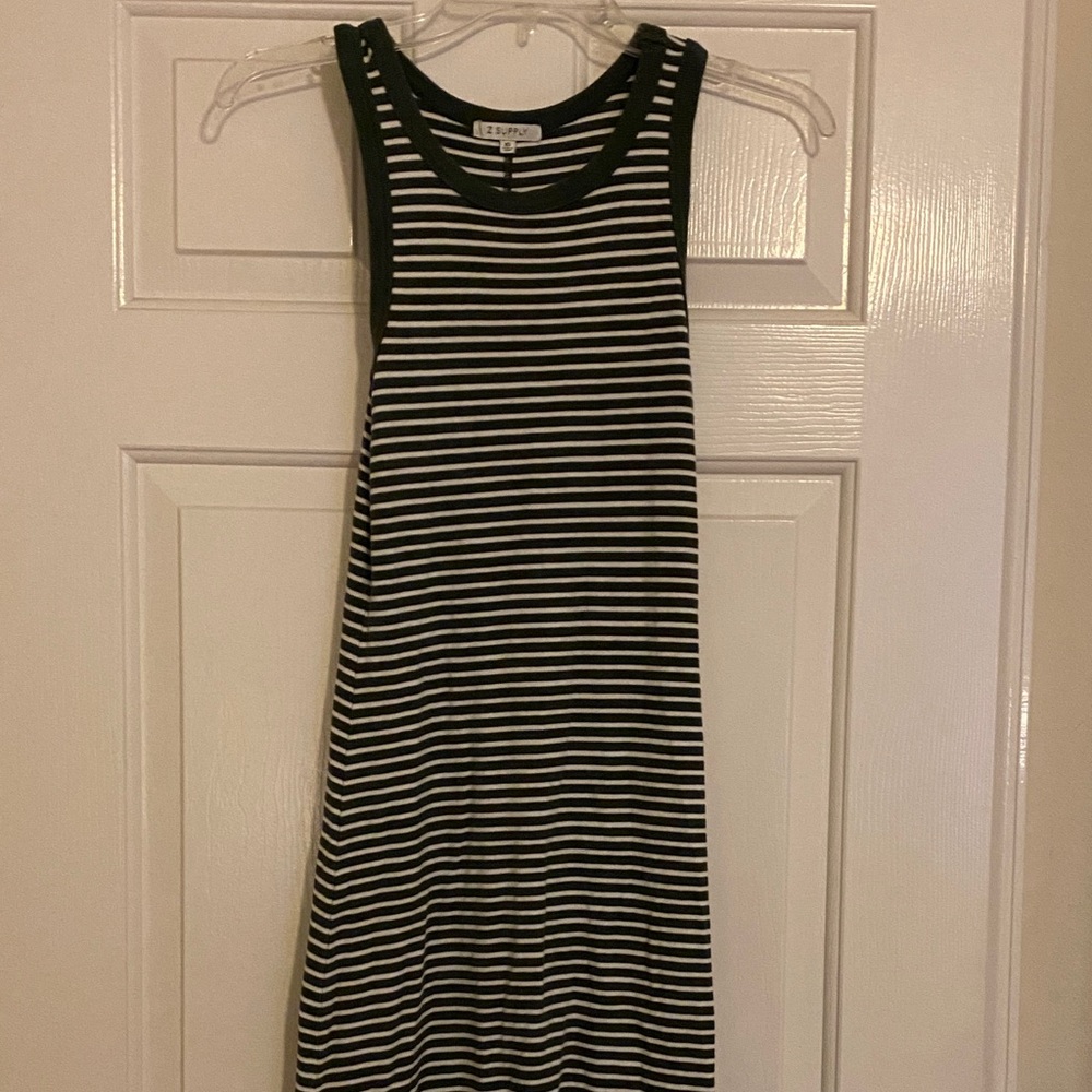 Z Supply Olive Greenand White Striped Dress Sz XS